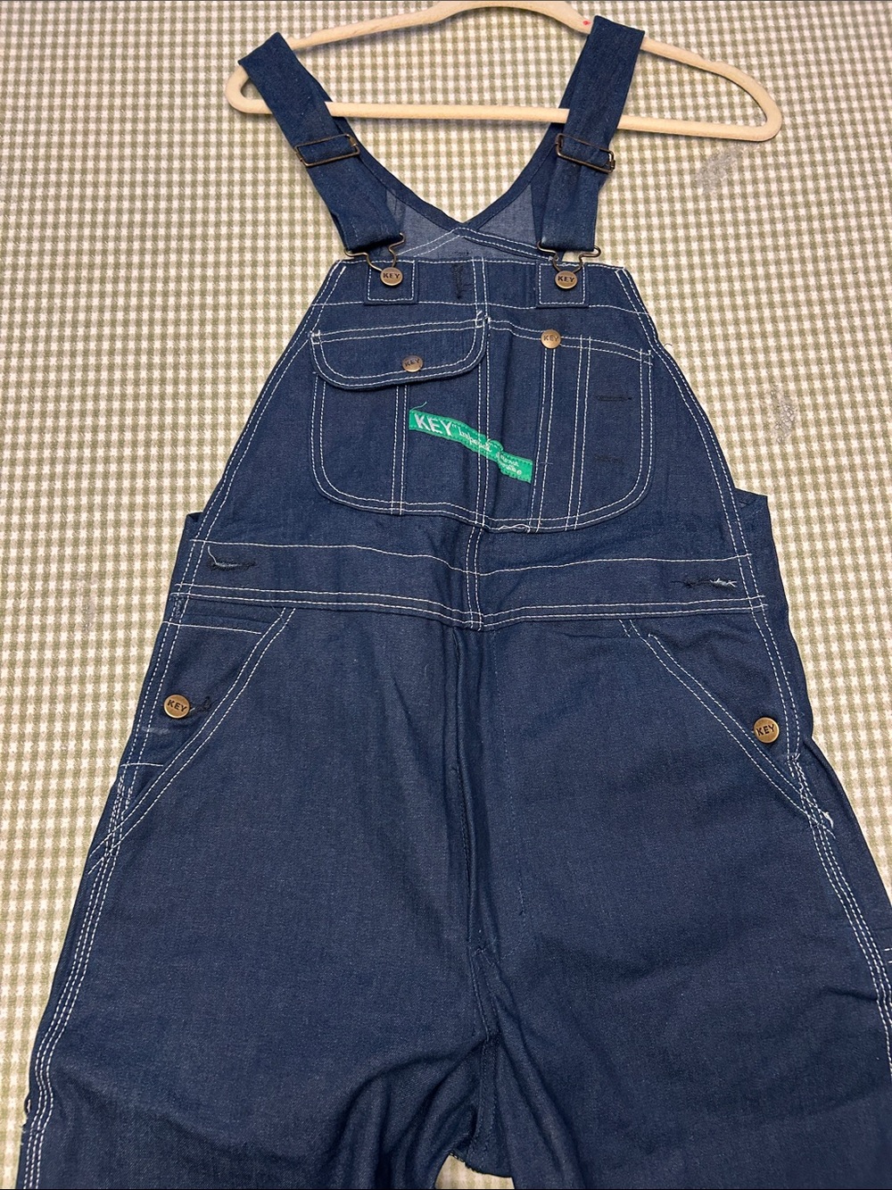 KEY Men’s 100% Cotton Blue Denim Workwear Bib Overalls Size 32 x 32